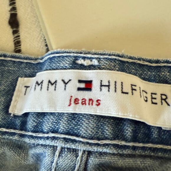 90s/Y2K Vintage | TOMMY HILFIGER | Carpenter style Jean Shorts | Size 10 - Picture 4 of 6